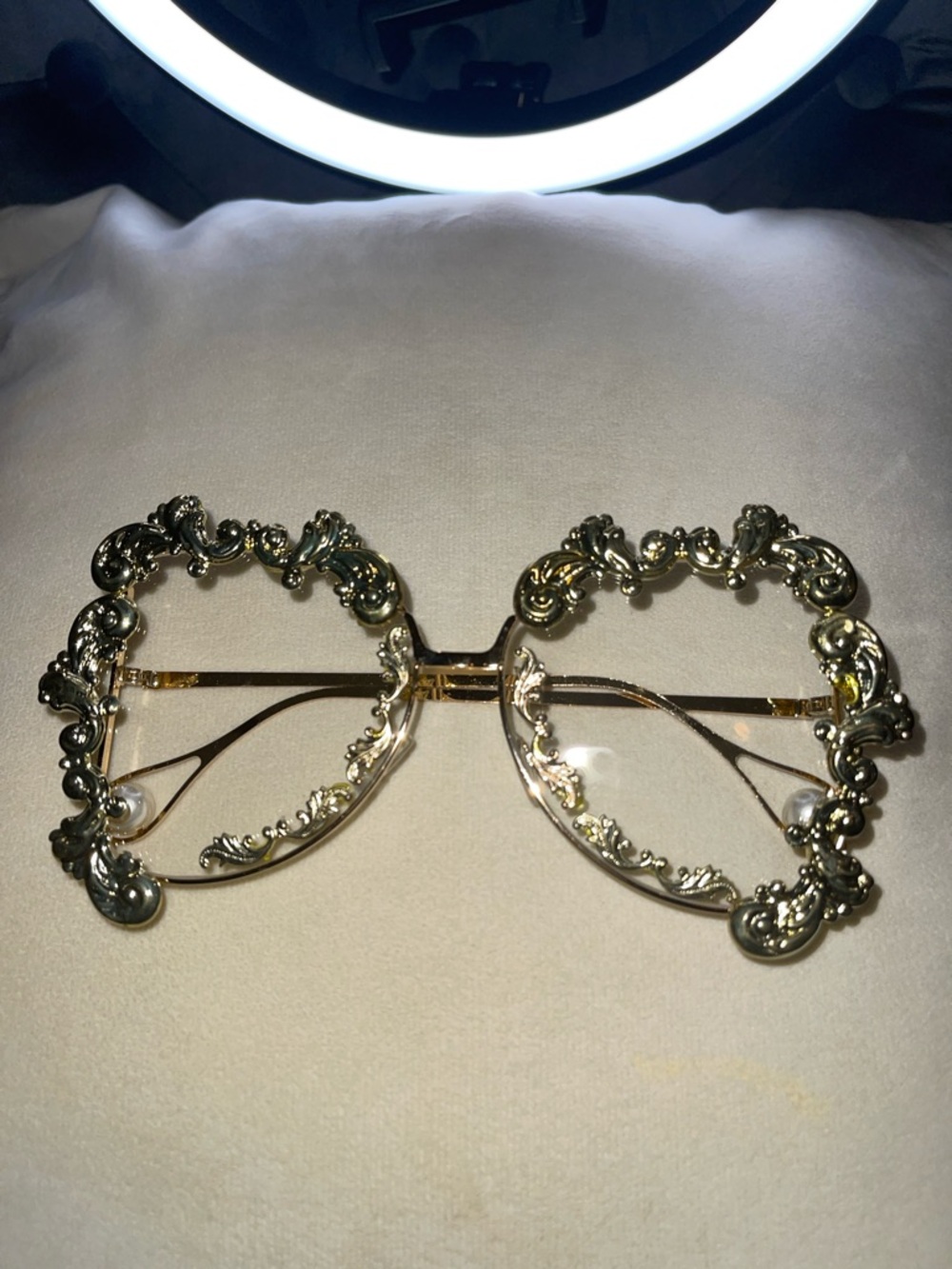 Gold Ornate Heart Frame Fashion Glasses - Women Accessories